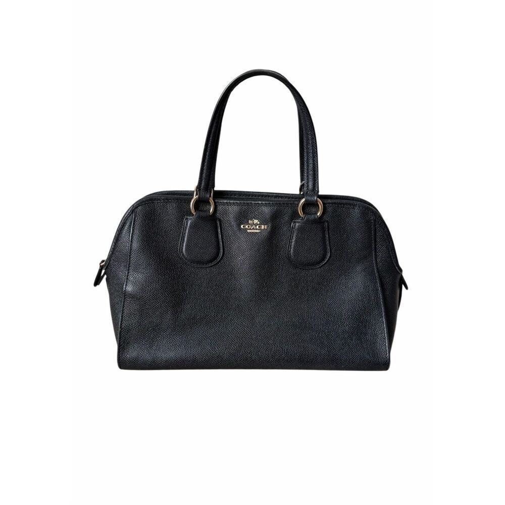 Coach Satchel Purse Bag Pebbled Leather Black - Picture 1 of 12